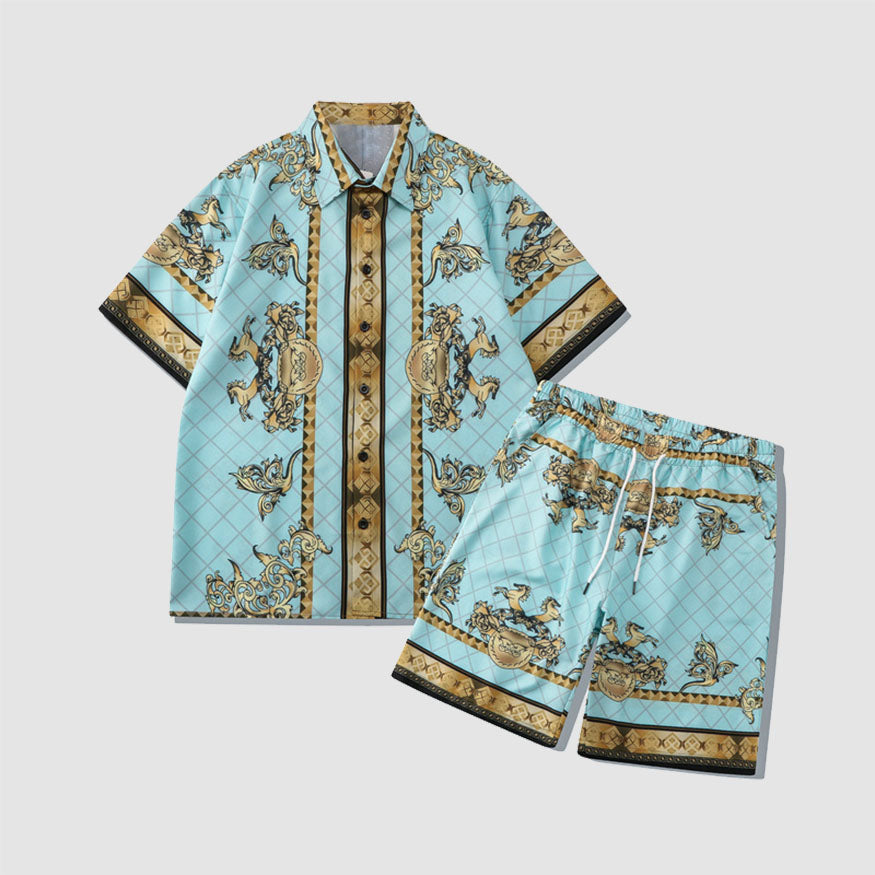 Style Core Aesthetics, New Style Trends Two Piece Vintage Pattern Shirt + Shorts Style Core Aesthetics, New Style Trends Two Piece Vintage Pattern Shirt + Shorts