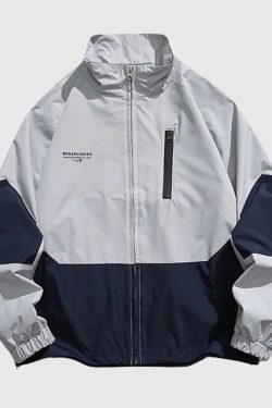 Style Core Aesthetics, New Style Trends Two-Tone Stand Collar Jacket