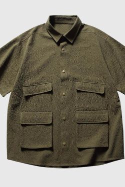 Style Core Aesthetics, New Style Trends Utility Texture Pocket Shirt