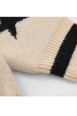 Style Core Aesthetics, New Style Trends V Neck Button Decor Star Pattern Sweater