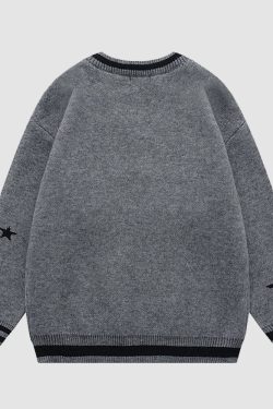 Style Core Aesthetics, New Style Trends V Neck Button Decor Star Pattern Sweater