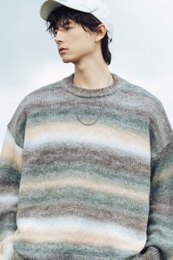 Style Core Aesthetics, New Style Trends Vibrant Transition Stripe Knit Pullover