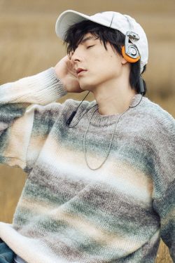 Style Core Aesthetics, New Style Trends Vibrant Transition Stripe Knit Pullover