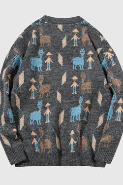 Style Core Aesthetics, New Style Trends Vintage Animal & Forest Knit Sweater