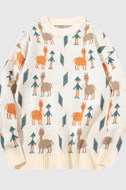 Style Core Aesthetics, New Style Trends Vintage Animal & Forest Knit Sweater