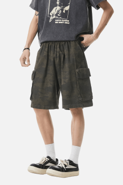 Style Core Aesthetics, New Style Trends Vintage Camo Cargo Shorts