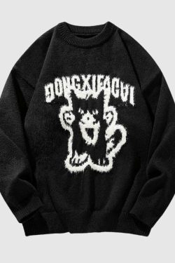 Style Core Aesthetics, New Style Trends Vintage Cartoon Knit Sweater