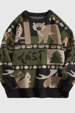 Style Core Aesthetics, New Style Trends Vintage Color-Block Cozy Sweater