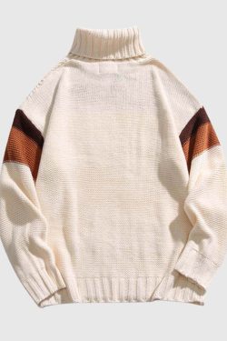 Style Core Aesthetics, New Style Trends Vintage Colorblock Turtleneck Sweater