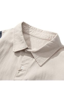 Style Core Aesthetics, New Style Trends Vintage Contrast Patchwork Shirts