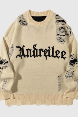 Style Core Aesthetics, New Style Trends Vintage Distressed Knit Sweater