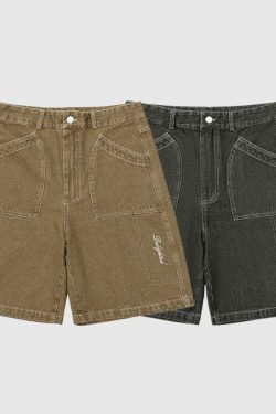 Style Core Aesthetics, New Style Trends Vintage Distressed Solid Jorts