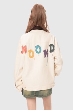 Style Core Aesthetics, New Style Trends Vintage Embroidered Dopamine Design Jacket