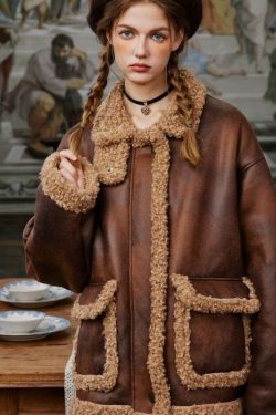 Style Core Aesthetics, New Style Trends Vintage Faux Shearling PU Leather Motorcycle Coat