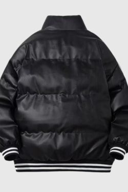 Style Core Aesthetics, New Style Trends Vintage Inspired PU Leather Padded Jacket