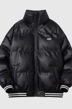 Style Core Aesthetics, New Style Trends Vintage Inspired PU Leather Padded Jacket