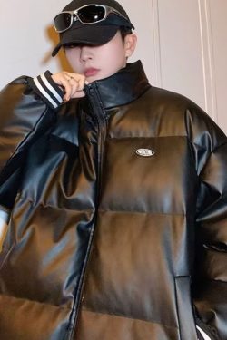 Style Core Aesthetics, New Style Trends Vintage Inspired PU Leather Padded Jacket