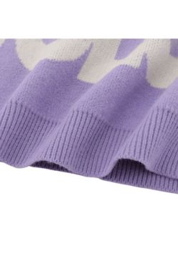 Style Core Aesthetics, New Style Trends Vintage Letter Embossed Thick Knit Sweater