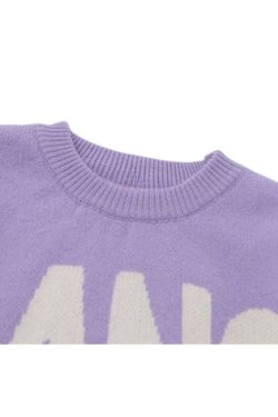 Style Core Aesthetics, New Style Trends Vintage Letter Embossed Thick Knit Sweater