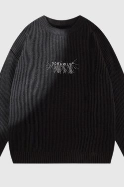 Style Core Aesthetics, New Style Trends Vintage Letter Embroidered Design Pullover