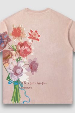 Style Core Aesthetics, New Style Trends Vintage Lettered Floral Printed Suede Tee