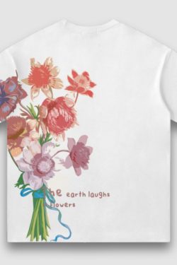 Style Core Aesthetics, New Style Trends Vintage Lettered Floral Printed Suede Tee