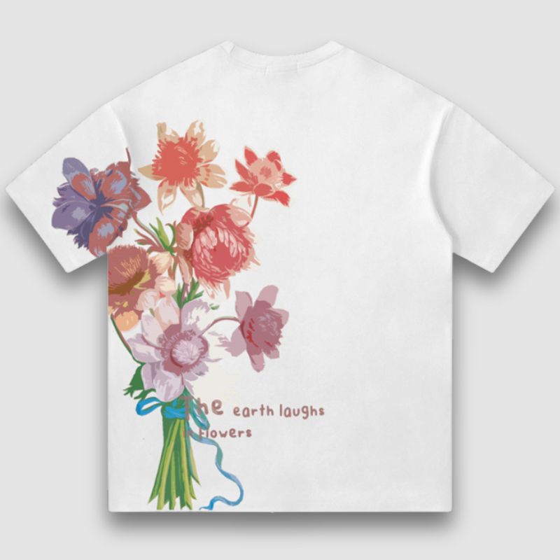 Style Core Aesthetics, New Style Trends Vintage Lettered Floral Printed Suede Tee Style Core Aesthetics, New Style Trends Vintage Lettered Floral Printed Suede Tee