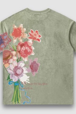 Style Core Aesthetics, New Style Trends Vintage Lettered Floral Printed Suede Tee