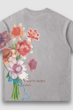 Style Core Aesthetics, New Style Trends Vintage Lettered Floral Printed Suede Tee