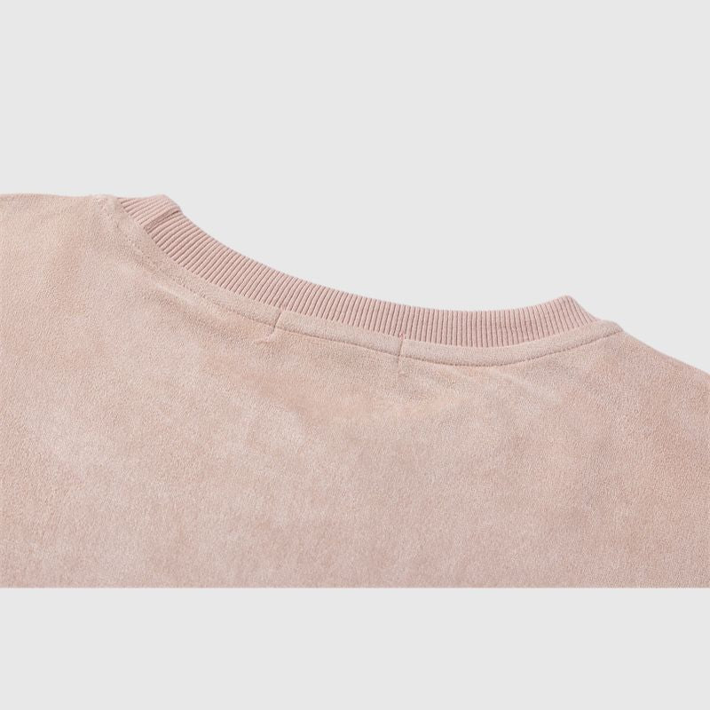 Style Core Aesthetics, New Style Trends Vintage Lettered Floral Printed Suede Tee Style Core Aesthetics, New Style Trends Vintage Lettered Floral Printed Suede Tee