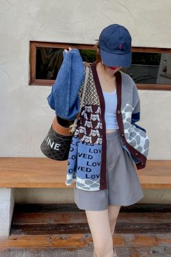 Style Core Aesthetics, New Style Trends Vintage Patchwork Denim Cardigan Sweater