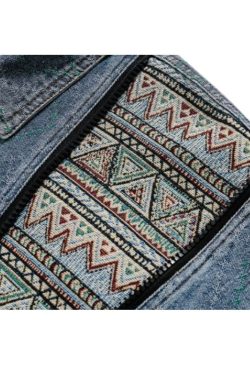 Style Core Aesthetics, New Style Trends Vintage Patchwork Denim Contrast Jacket