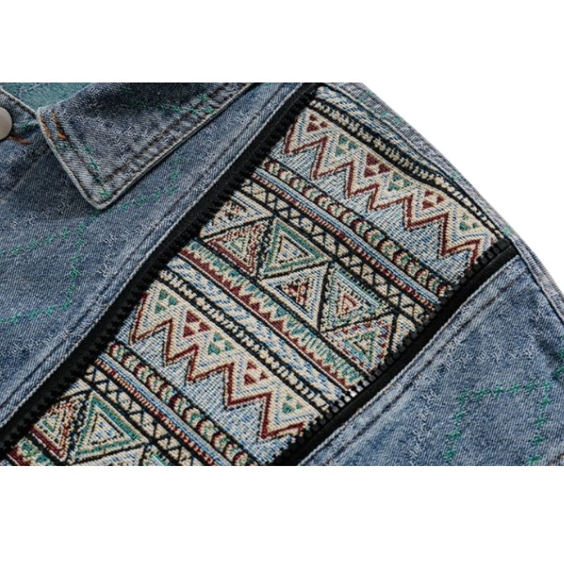 Style Core Aesthetics, New Style Trends Vintage Patchwork Denim Contrast Jacket Style Core Aesthetics, New Style Trends Vintage Patchwork Denim Contrast Jacket