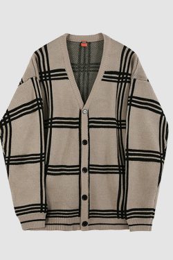 Style Core Aesthetics, New Style Trends Vintage Plaid Cardigan Sweater