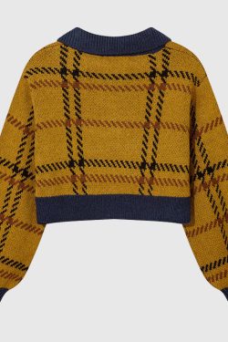 Style Core Aesthetics, New Style Trends Vintage Plaid Knit Crop Top