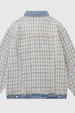 Style Core Aesthetics, New Style Trends Vintage Plaid Patchwork Edged Jacket