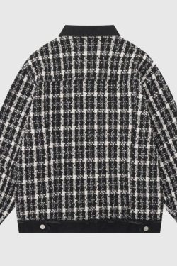 Style Core Aesthetics, New Style Trends Vintage Plaid Patchwork Edged Jacket