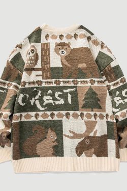 Style Core Aesthetics, New Style Trends Vintage Print Knitted Sweater