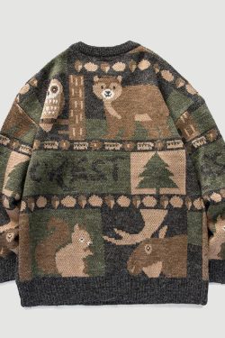 Style Core Aesthetics, New Style Trends Vintage Print Knitted Sweater