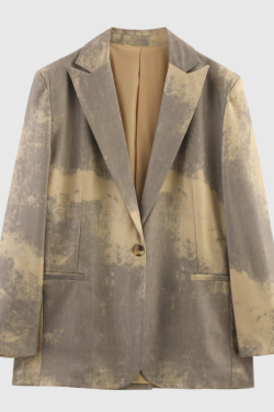 Style Core Aesthetics, New Style Trends Vintage Printed Single-Button Blazer