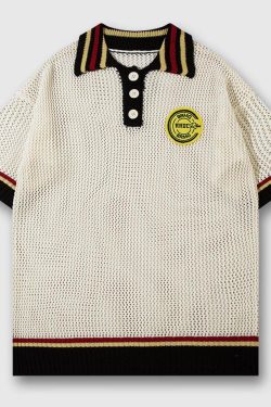 Style Core Aesthetics, New Style Trends Vintage Stripe Collar Polo Tee