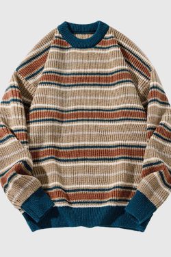 Style Core Aesthetics, New Style Trends Vintage Striped Knit Sweater