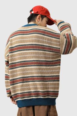 Style Core Aesthetics, New Style Trends Vintage Striped Knit Sweater