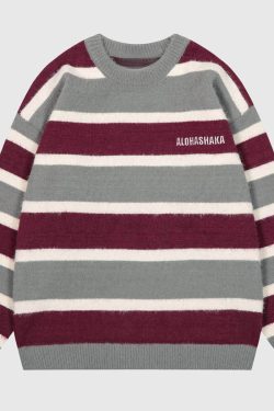 Style Core Aesthetics, New Style Trends Vintage Striped Knit Sweater