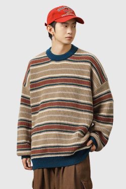 Style Core Aesthetics, New Style Trends Vintage Striped Knit Sweater