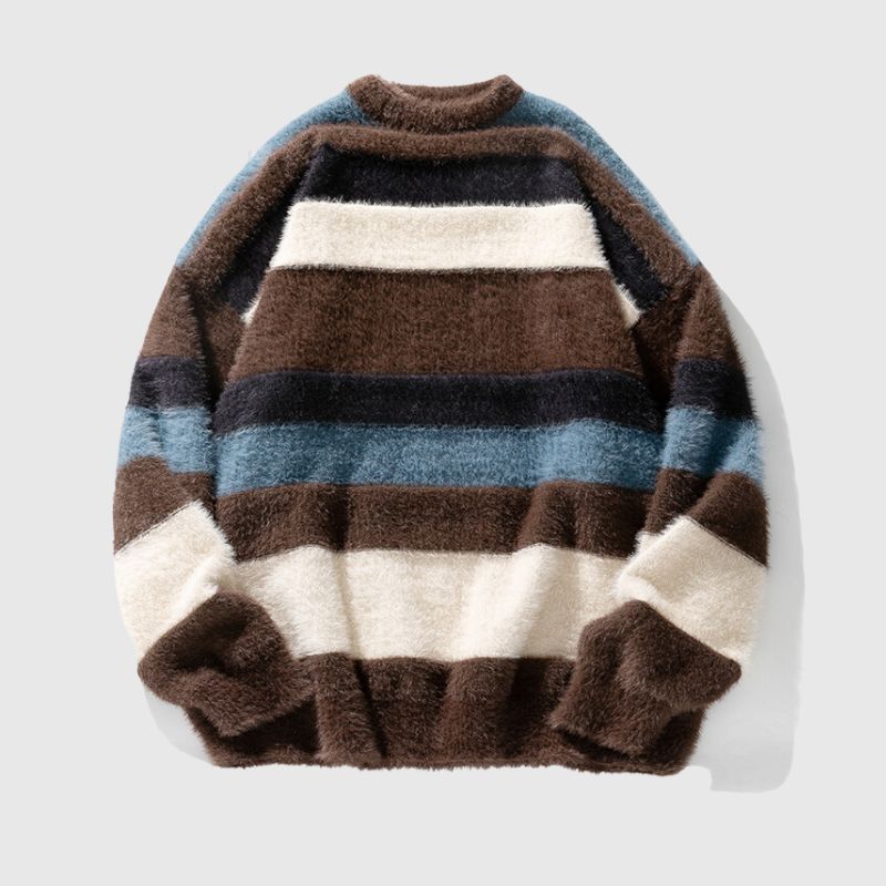 Style Core Aesthetics, New Style Trends Vintage Striped Round Neck Sweater Style Core Aesthetics, New Style Trends Vintage Striped Round Neck Sweater