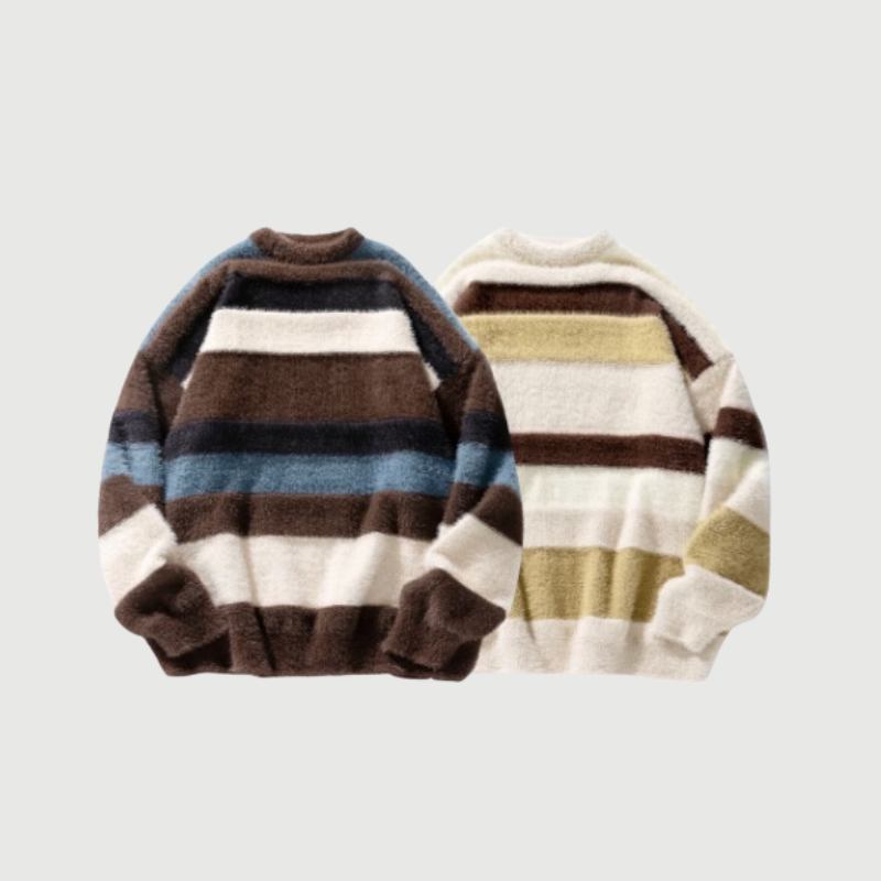 Style Core Aesthetics, New Style Trends Vintage Striped Round Neck Sweater Style Core Aesthetics, New Style Trends Vintage Striped Round Neck Sweater
