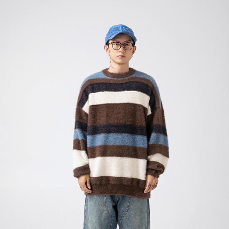 Style Core Aesthetics, New Style Trends Vintage Striped Round Neck Sweater Style Core Aesthetics, New Style Trends Vintage Striped Round Neck Sweater