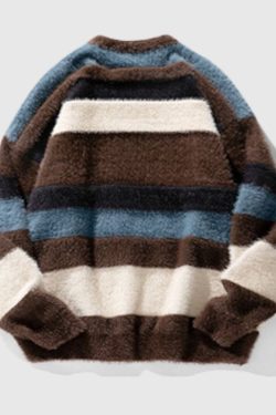 Style Core Aesthetics, New Style Trends Vintage Striped Round Neck Sweater