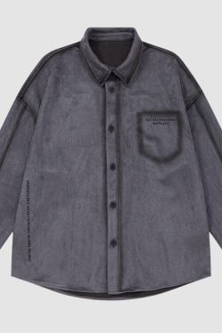 Style Core Aesthetics, New Style Trends Vintage Suede Solid Shirts